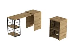 Стіл-тумба трансформер Смарт 2/2 Ferrum-decor 750x1450x600 Чорний метал ДСП Дуб Артизан 16 мм (FRD-105107) - мініатюра 5