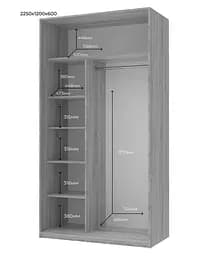 Шафа купе Doros Сіті Лайт Кашемір 2 Дзеркала 120х60х225 (80736341) - мініатюра 4