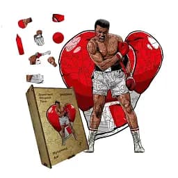 Дерев'яний фігурний пазл Мухаммед Алі, А1, Дерев'яна коробка 500+ елементів