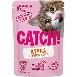 Влажный корм Catch! с курицей и овощами в соусе, для взрослых кошек 85 г