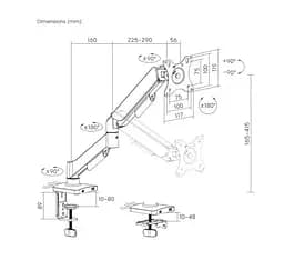 Кронштейн настольный для монитора Gembird MADA1U01 USB 17-32 дюйма Black - мініатюра 5