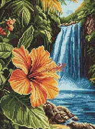 Набор с алмазной мозаикой на подрамнике Тропический водопад Ideyka AMO8227, 30x40 см