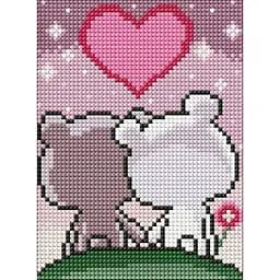 Алмазна мозаїка без підрамника для дітей Закохані ведмежата AMM1039, 15х20 см