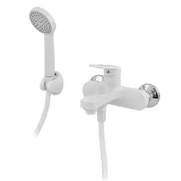 Змішувач для ванни Plamix Lucas-009 Euro SET (зі шлангом лійкою та кронштейном) white PM0708 Білий