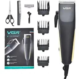 Дротова машинка для стрижки волосся VGR V-128 з підвищеною точністю 7W Змінні насадки 4шт Чорний/Золото