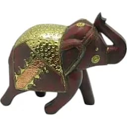 Слон деревянный старинный с медными вставками h-25 см