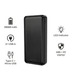 Портативна батарея Borofone BJ78A Clever 20000 mAh Black - мініатюра 2