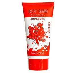 Гель-лубрикант зволожуючий Hot Kiss на водній основі зі смаком полуниці 200 мл