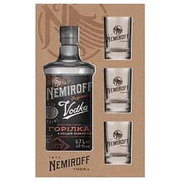 Сувенирный набор Nemiroff Originals 40% 0.7 л + 3 рюмки