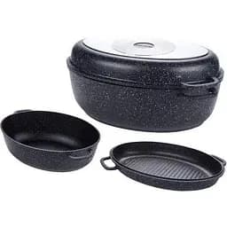 Гусятниця Edenberg EB-9172 з литого алюмінію з мармуровим покриттям з кришкою