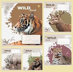 Тетради ученические 24 листа клетка Люкс ТЕ11322 Звери, 20 шт. в упаковке