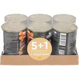 Корм влажный для взрослых собак всех пород Savory Dog Gourmand Duck паштет с уткой набор 5+1, 400 г 