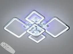 Люстра стельова LED Diasha 8060/2+3HR, 95W, 3200K-6500K, хром, сучасний стиль для дому, з пультом, диммером, акриловий плафон