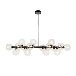 Люстра Levistella 7841020-16 BK+CL, 16 плафонов, чорний метал, прозоре скло, сучасний стиль для дому - мініатюра 2