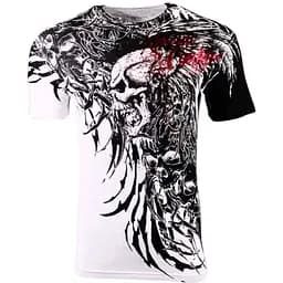Футболка Xtreme Couture by Affliction Men T-Shirt Brutal CombaT White Skull Biker Tattoo 4XL