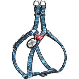 Шлея для собак Waudog Nylon Етно синій, анатомічна, з QR паспортом, 28-40х1 см, синя (5254)