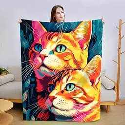 Плед 3D плюшевий на подарунок Картина котиків 160х200 см