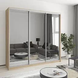 Шкаф-купе трехдверный MebelStar Стандарт AL 3 Зеркала 220x60x210 см Дуб сонома (MBS-2996)