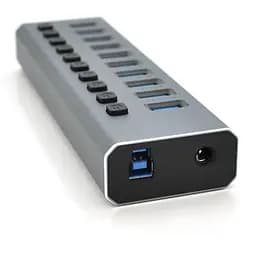 Хаб USB 3.0, 6 портів USB 3.0 + 4 порти QC3.0, з перемикачами на кожен порт, DC12V4A, Black, BOX