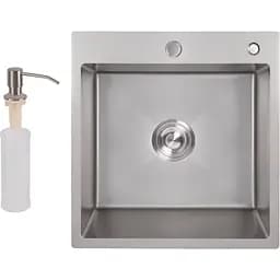 Мийка для кухні Lidz Handmade H5050G інтегрована PVD 3.0/1.0 мм Brushed Grey (LDH5050GPVD43620)