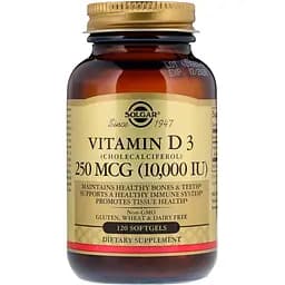 Вітамін D3 Solgar Vitamin D3 (Cholecalciferol) 250 мкг 10.000 МО 120 гелевих капсул
