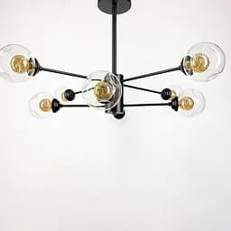 Люстра-молекула в чорному кольорі корпусу з 8 подвійними плафонами | Line F | Арт. 5033/8