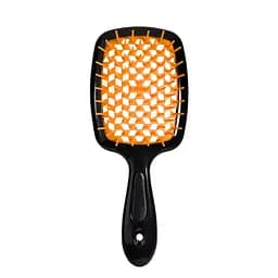 Щетка для волос массажная продувная Superbrush Plus Hollow Comb прямоугольная, Черная с розовым