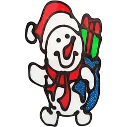 Силиконовая наклейка на стекло Bambi Снеговик с подарком 15 х 10 см (13-61-09) 