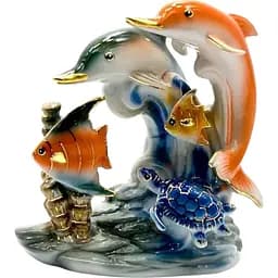 Дельфіни з рибами фарфор 13х12,5х7 см (ysaa-1556)