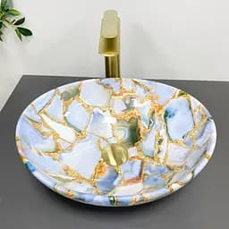 Умивальник VBI Parma marble blue glossy накладний VBI-011016, Цветной