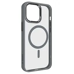 Чехол для Apple iPhone 13 Pro Max, Unit MagSafe, серый, прозрачный, магсейф, противоударный, магнитный, панель-накладка с поддержкой MagSafe, с поддержкой беспроводной зарядки, TPU+PC, защита всего корпуса, ударостойкий, ArmorStandart (ARM75228)