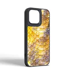 Кожаный чехол для Apple iPhone 15 Pro Max, Harder Nagas, желтый, термополиуретан ТПУ + экокожа с имитацией кожи Наги, панель, защита корпуса, противоударный, микрофибра, рамка вокруг камеры, защита всего корпуса, (ARM76741) - мініатюра 2