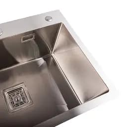 Кухонна мийка Platinum Handmade з нержавіючої сталі з підставкою для ножів 1.5 мм прямокутна 60x50 см - мініатюра 4