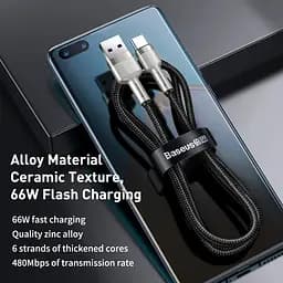 Дата кабель Baseus Cafule Metal USB to Type-C 66W (1m) (CAKF00010) Black - мініатюра 5