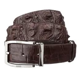 Ремінь чоловічий з натуральної шкіри крокодила коричневий CROCODILE LEATHER 18178 115 см