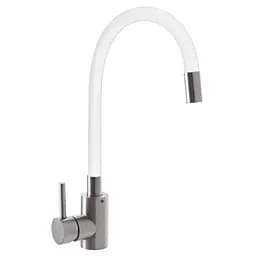 Смеситель для кухни Mixxus SUS 011 с силиконовым изливом white SS2838 Нержавеющая сталь