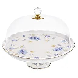 Уценка. Блюдо для торта Lefar Лаура Блю, с крышкой, 29 см, белый (943-217)