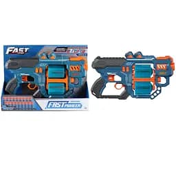 Игрушечный детский пистолет мех. с двойным барабаном и мягким. патронами (18 шт.) (синий)(31,5 х 18,5см)