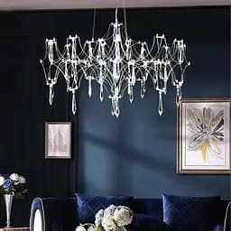 Дизайнерська невагома срібна люстра із кришталем Ø 70 см | Арт. MJ 203-730 CH | Line F