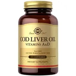 Жирні кислоти Solgar Cod Liver Oil Vitamin A & D 100 капсул