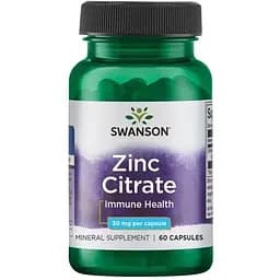 Витамины и минералы Swanson Zinc Citrate 30 мг 60 капсул