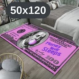 Стильний та зносостійкий килим для дому "100 доларів рожевий Money Never Sleeps" 50х120 KT8000401