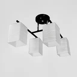 Прямокутний плафонний світильник на 4 лампи в чорному корпусі 43х29 см | Арт. 6944/4 BK+CH | Line F