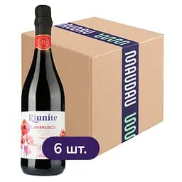 Упаковка игристого вина Riunite Lambrusco Emilia Rosso IGP красное полусухое 4.5 л (0.75 л х 6 шт.)