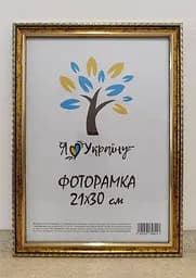Фоторамка 21Х30, (А4), золота з коричневим обрамленням, 1715-х0100, СКЛО + КАРТОН                                                    
