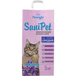 Наповнювач бентонітовий Природа Sani Pet середній з лавандою 5 кг