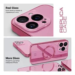 Чехол-накладка для Apple iPhone 15 Pro, Replica MagSafe, розовый, противоударный защитный чехол с магнитным кольцом MagSafe, защита всего корпуса, TPU+PC, зеркальный, выступающий бортик вокруг экрана, ArmorStandart (ARM76245) - мініатюра 3