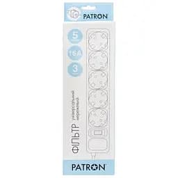 Мережевий фільтр живлення Patron 3.0 m3*1.5mm2 (SP-1653) 5 розеток BLACK (EXT-PN-SP-1653) - мініатюра 2