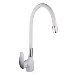 F4453-03 Змішувач для кухні гнучкий гусак U гайка білий/хром Ø40 Frap 1/10 Білий