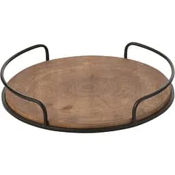 Піднос J-line дерев'яний круглий з ручками діаметр 40 см Бельгія (463151)